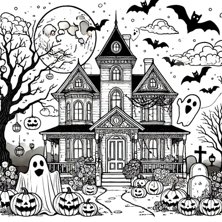 Halloween castle coloring