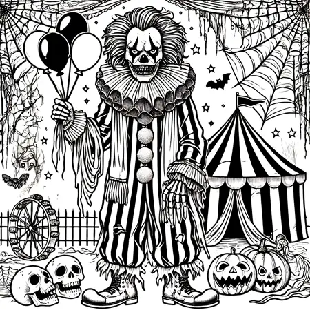 Horror clown coloring picture