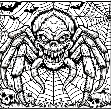 Horror spider - coloring page