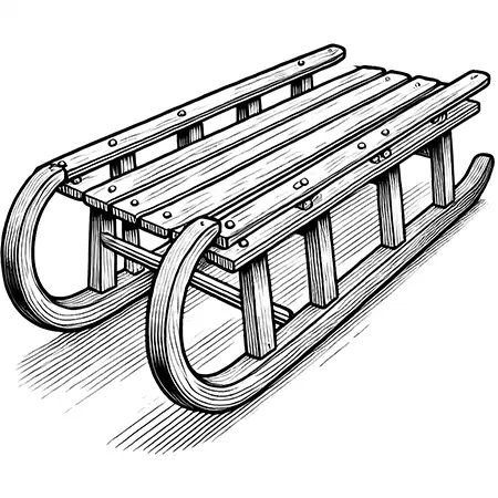Holzschlitten - Ausmalbild